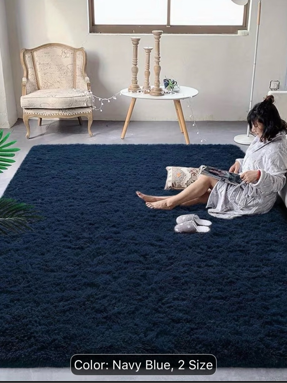 Navy Blue Luxurious Fluffy Shag Rug  Ultra Soft,Plush,Fuzzy, Durable  4x6ft